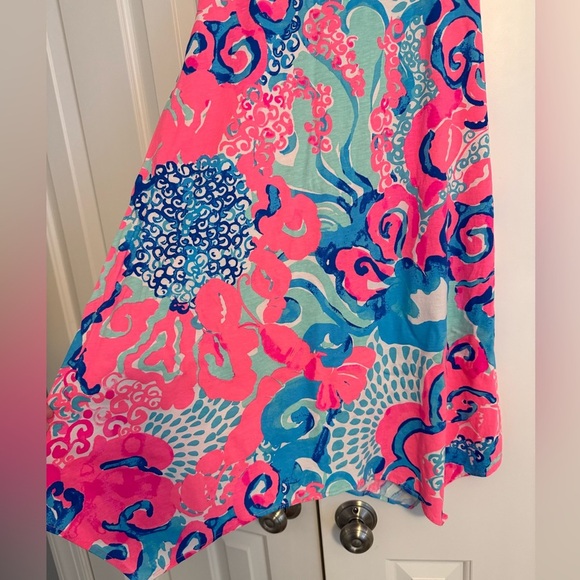 Lilly Pulitzer Melle Trapeze Dress XS Coral Reef I'm So Jelly with stains - Picture 5 of 13